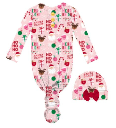 Merry & Bright Infant Gown and Beanie Set-NB