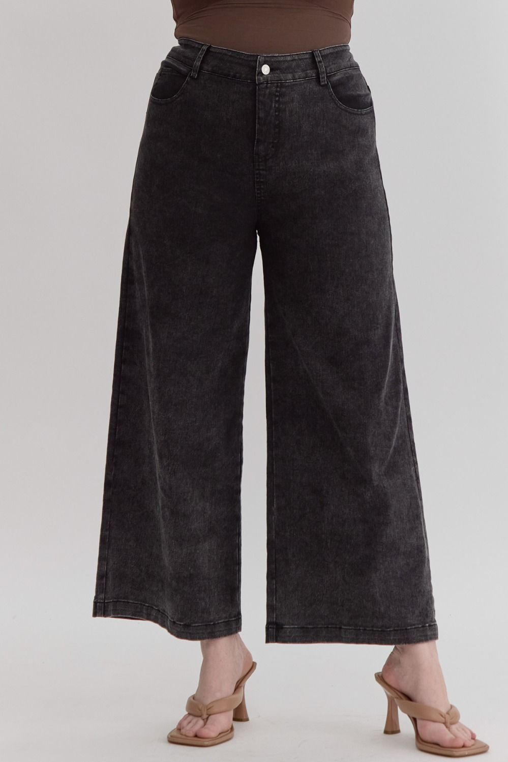 PLUS Don't Let Me Go Wide Leg Pant-Black