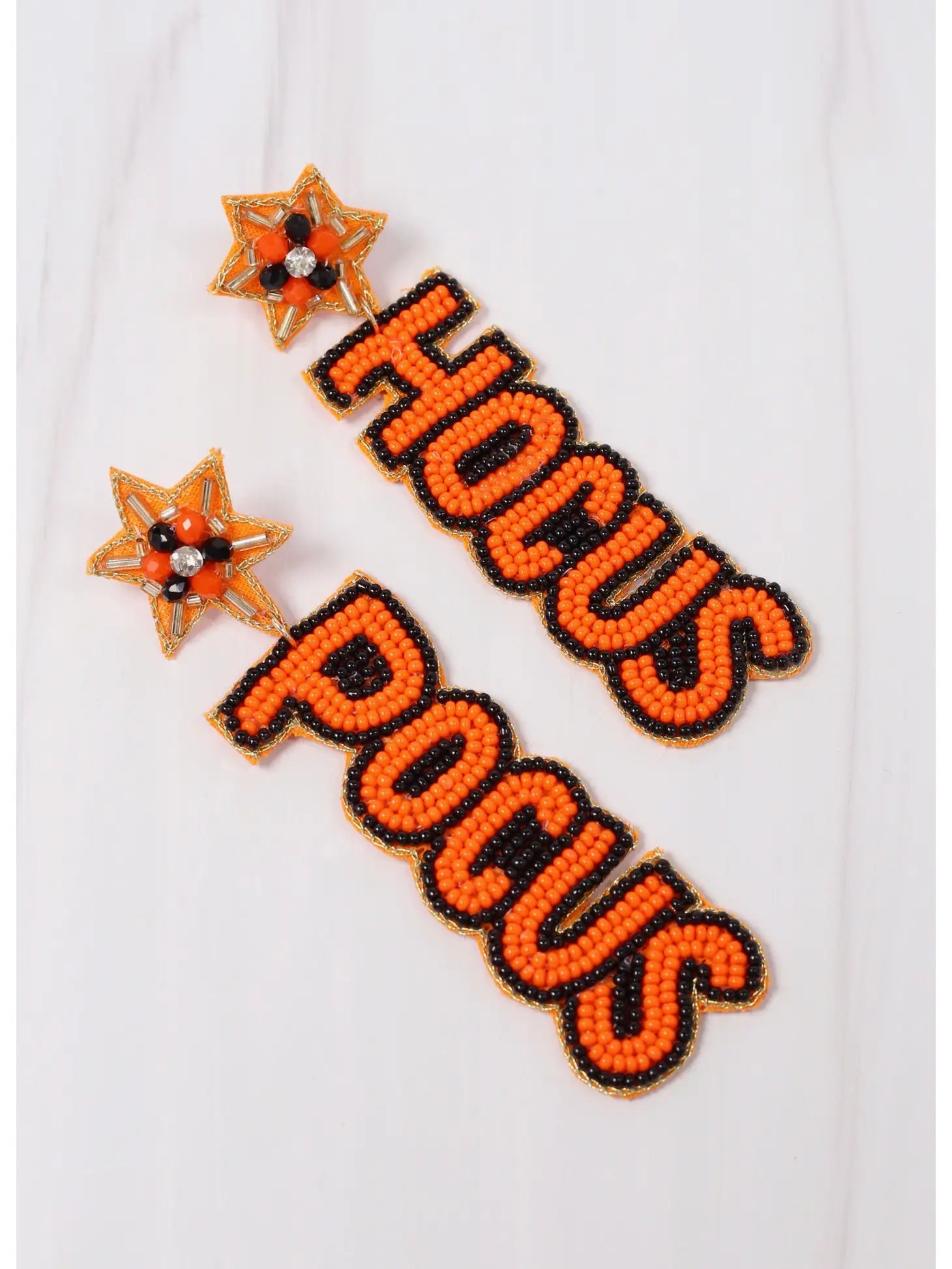Hocus Pocus Beaded Drop Earrings-Orange