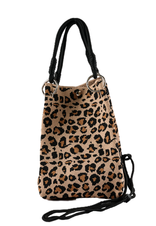 Crossbody Bucket Bag- Leopard Print