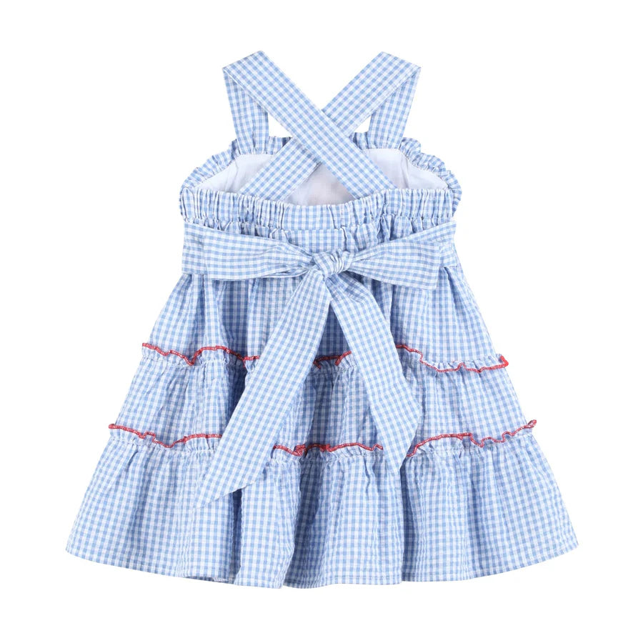 Blue Gingham Crawfish Layered Sundress