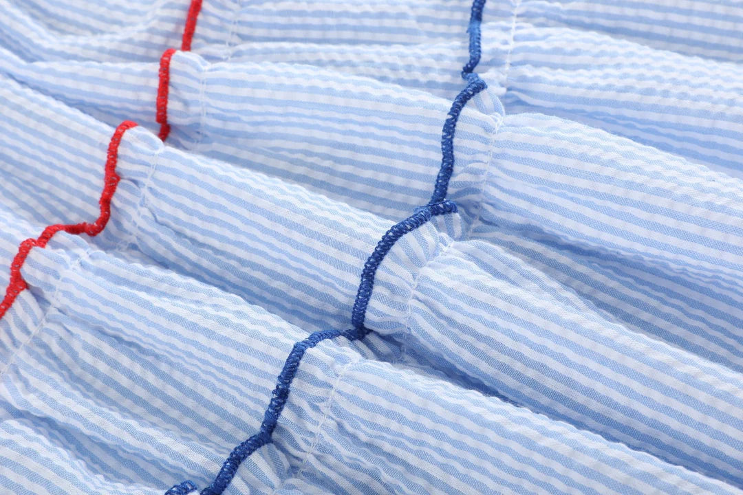 Blue Seersucker USA Flag Layered Sundress- Toddler