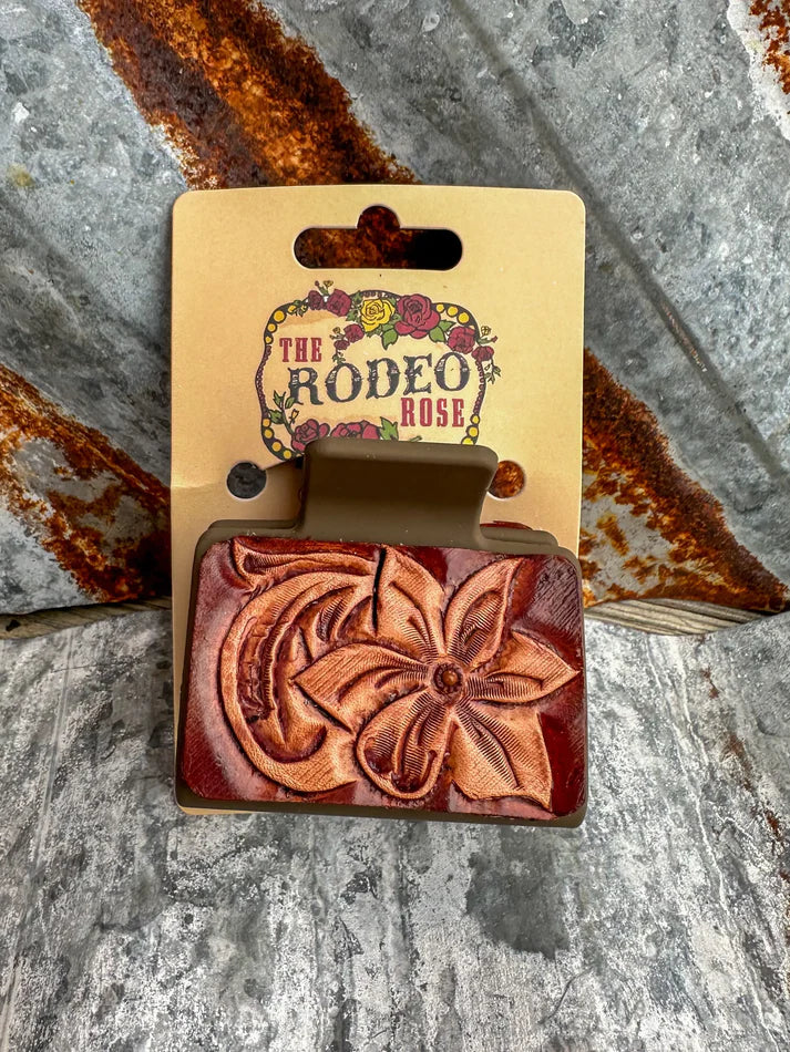 Small Floral Tooled Hair Clip