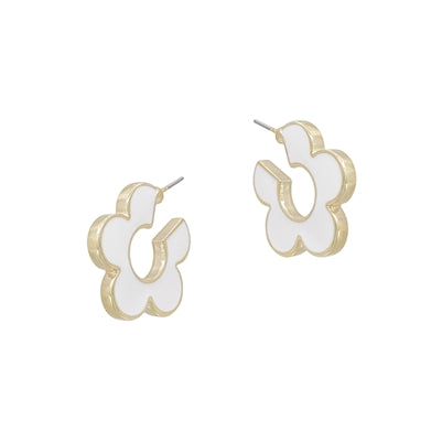 Groovy Flower Earrings-White