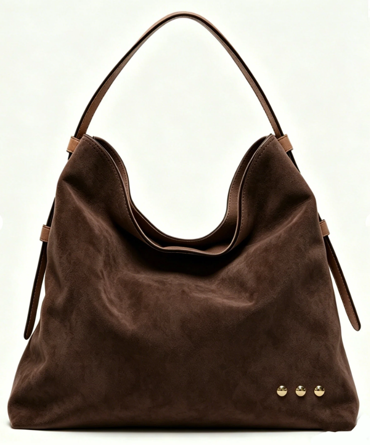 Evie Suede Hobo Shoulder Bag- Chocolate