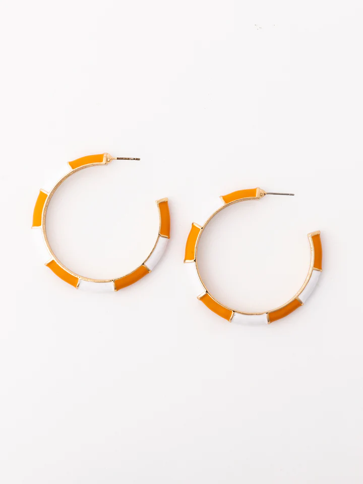 Ashlynn Earrings Large - Orange/White