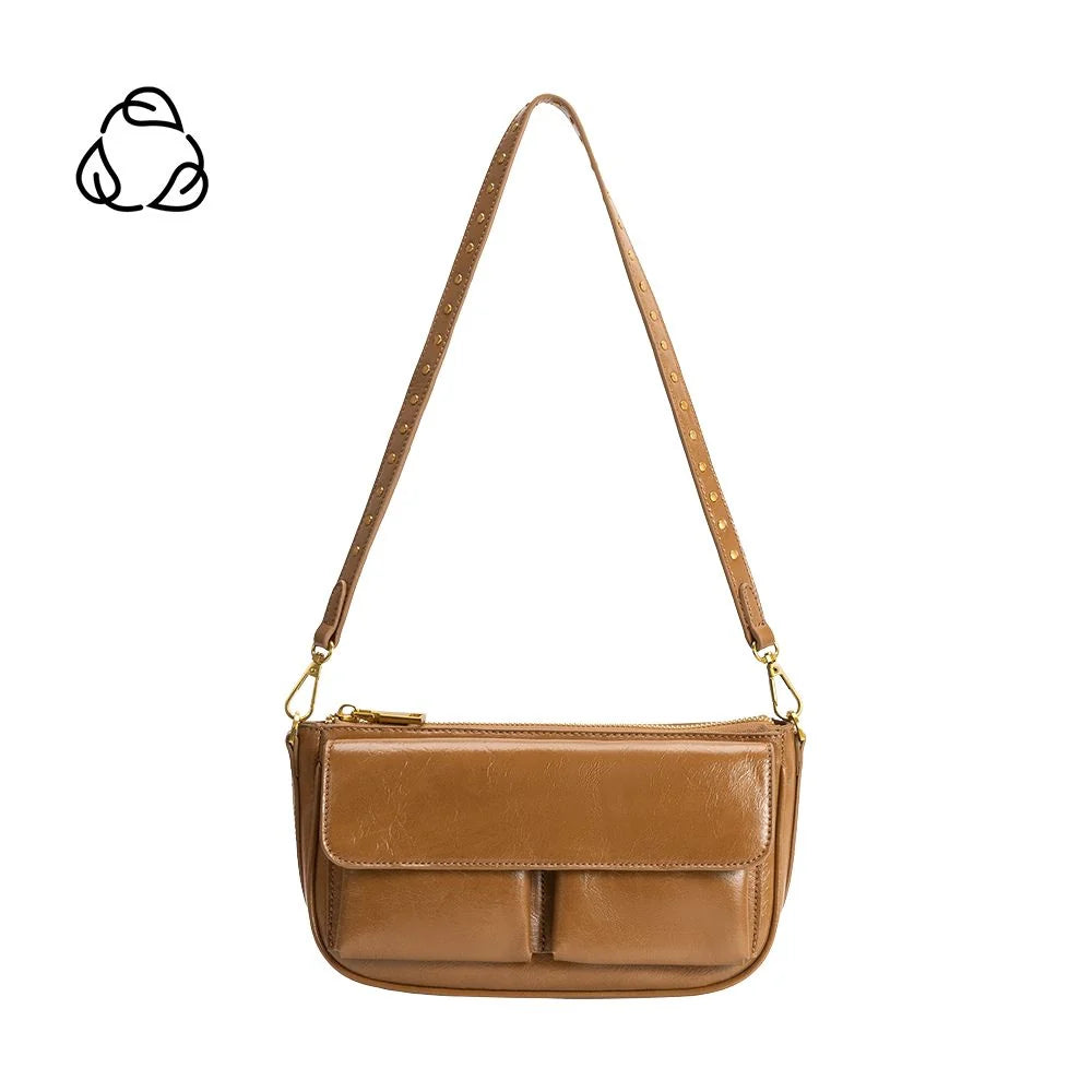 Aria Vegan Leather Shoulder Bag-Mocha