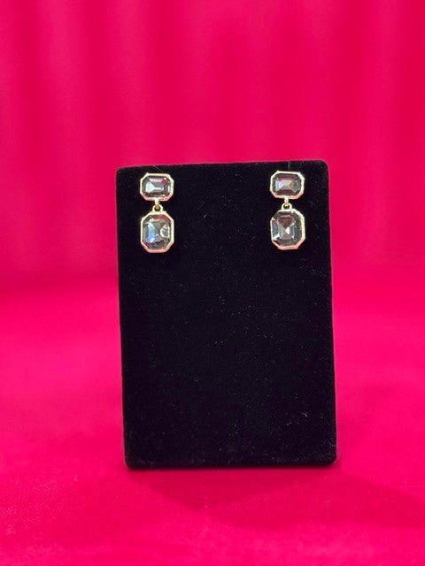 Crystal Drop Earrings- Black