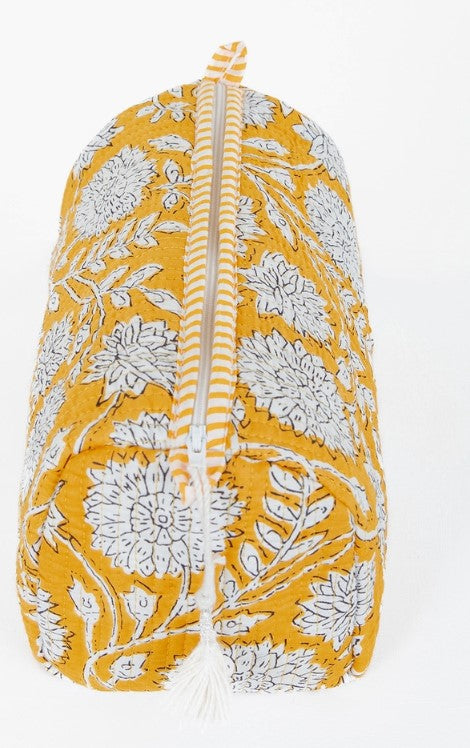 Yellow Quilted Cosmetic Bag Large