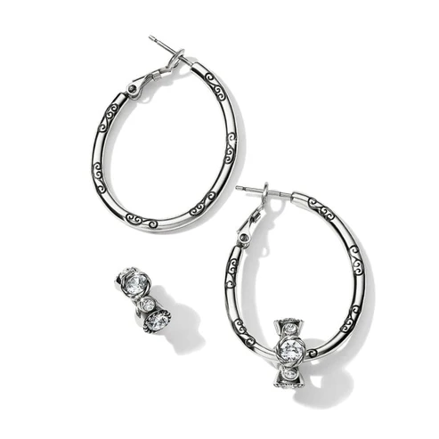[Brighton] Oval Hoop Charm Earrings