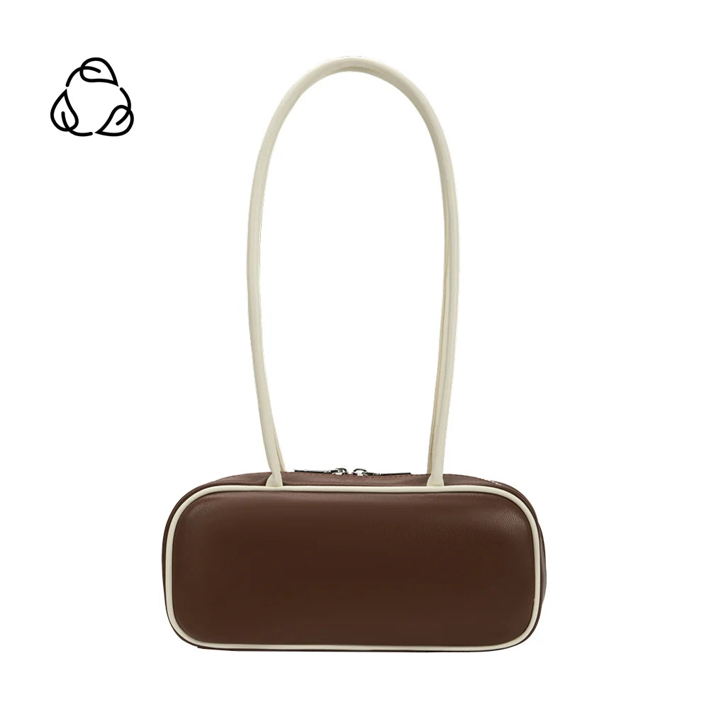 Micaela Vegan Leather Shoulder Bag- Chocolate