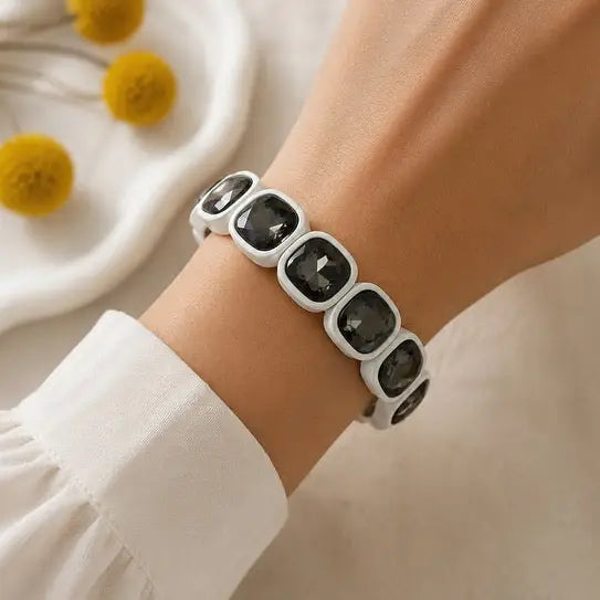 White/Black Stone Glam Bracelet