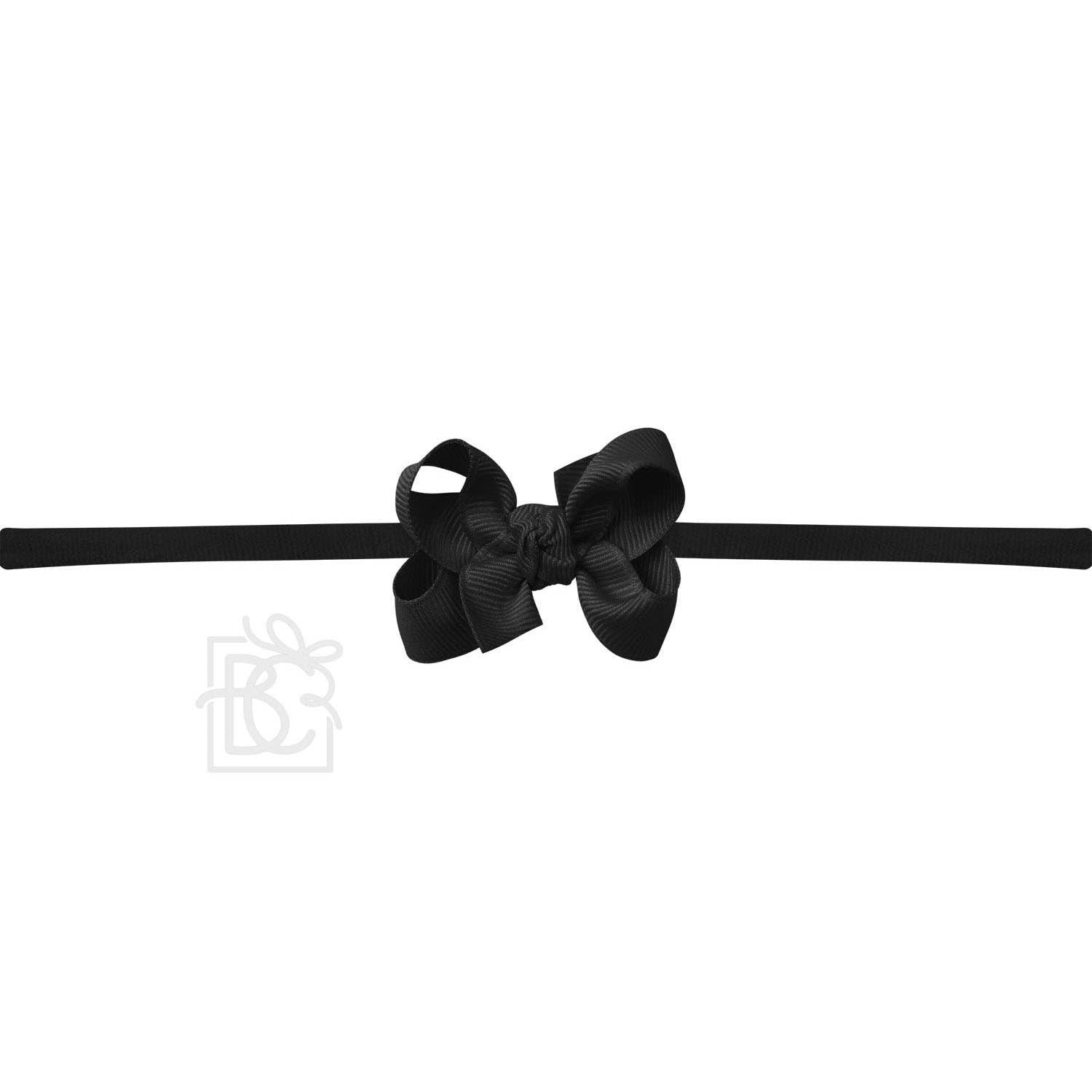 1/4" PANTYHOSE HEADBAND W/SIGNATURE GROSGRAIN BOW: 4.5" Large / BLACK