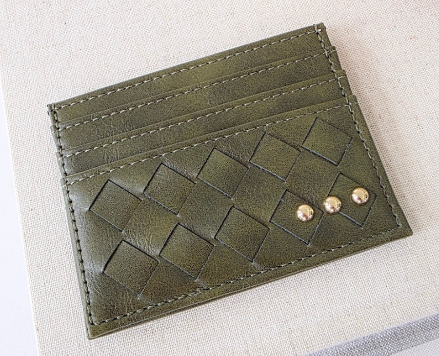 Mariah Woven Small Card Holder Wallet- Olive