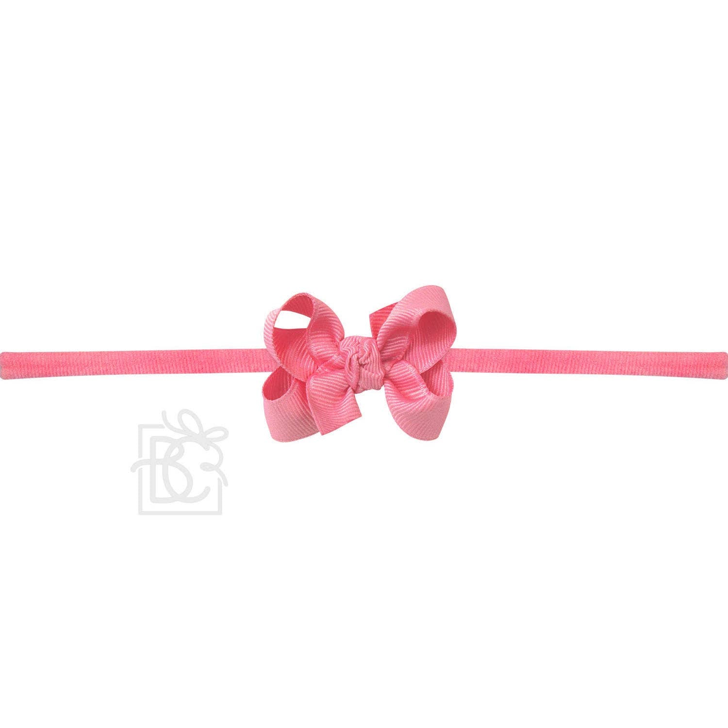 1/4" PANTYHOSE HEADBAND W/SIGNATURE GROSGRAIN BOW: 4.5" Large / PINK