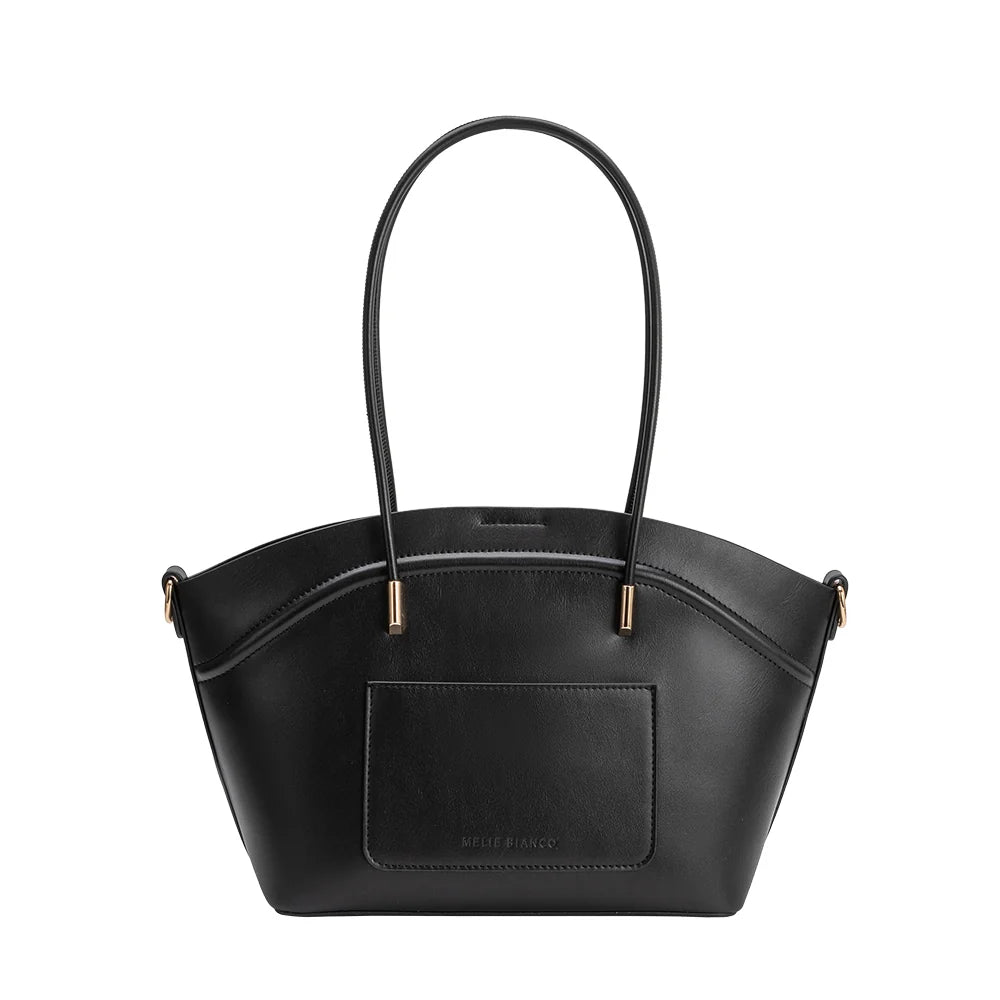 Hazel Vegan Leather Tote Bag-Black