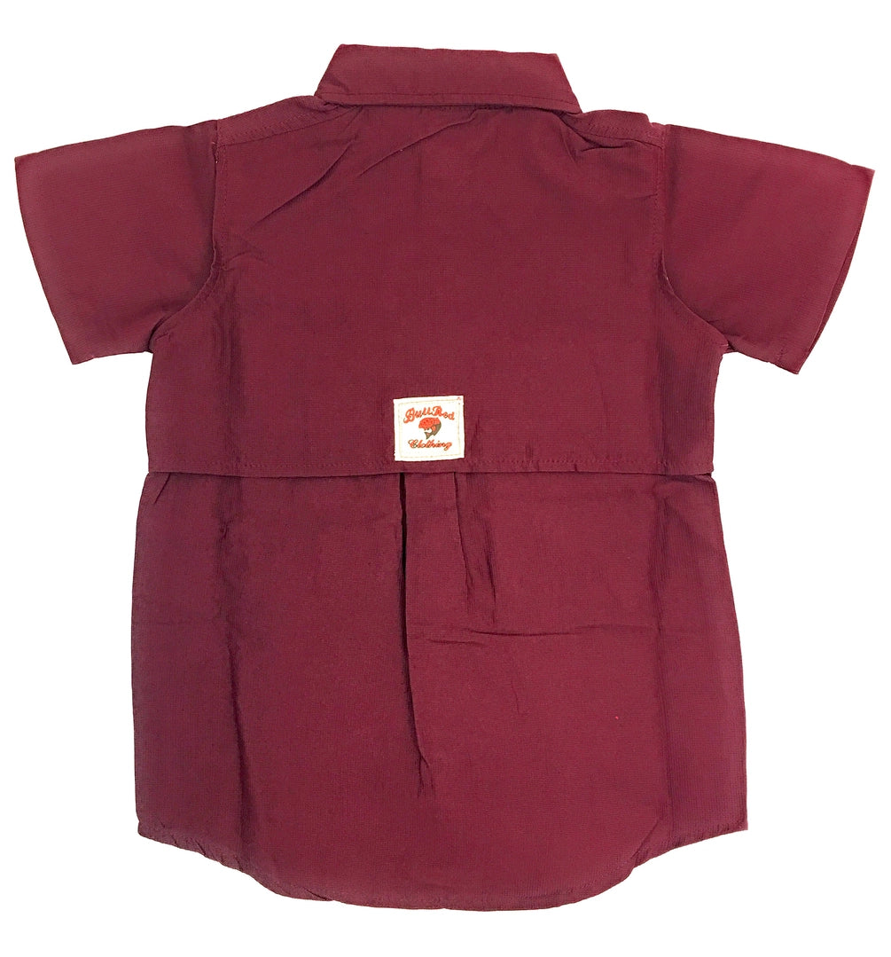 Bull Red Youth Fishing Shirt-Burgundy