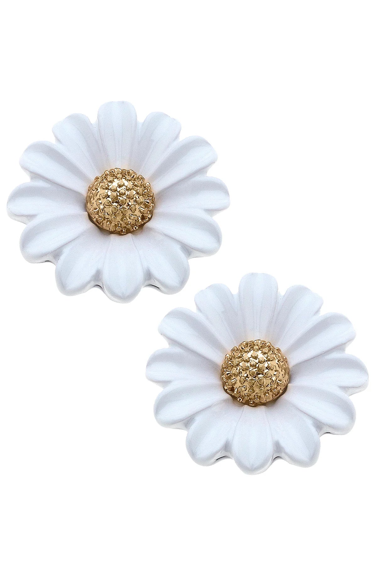 Daisy Enamel Stud Earrings-White