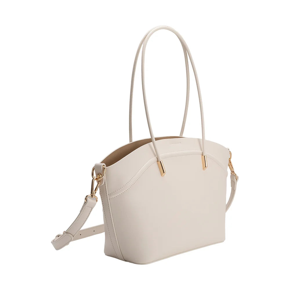 Hazel Vegan Leather Tote Bag-Ivory
