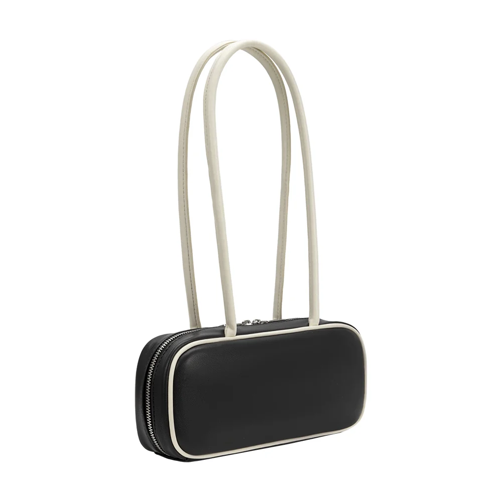 Micaela Vegan Leather Shoulder Bag- Black
