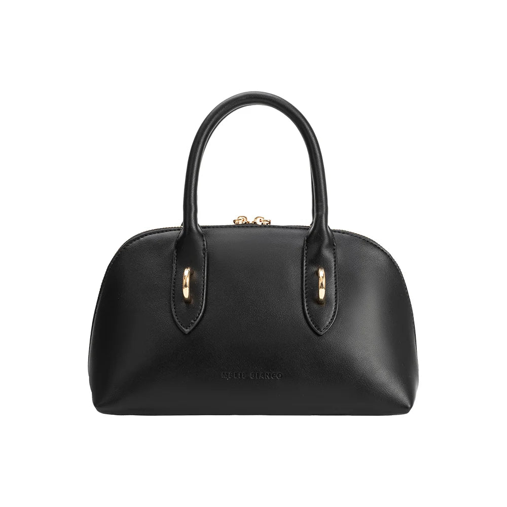 Rue Vegan Leather Top Handle Belted Bag-Black
