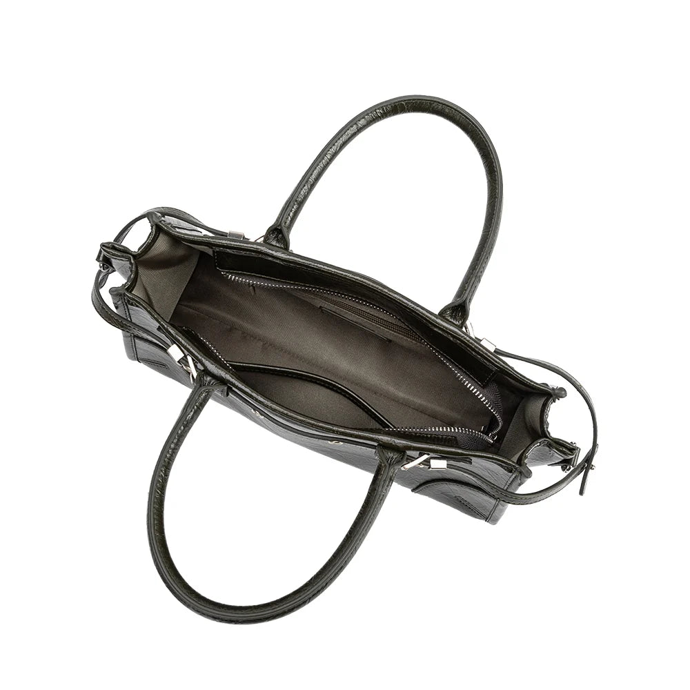 Rhonda Vegan Leather Top Handle Bag-Olive