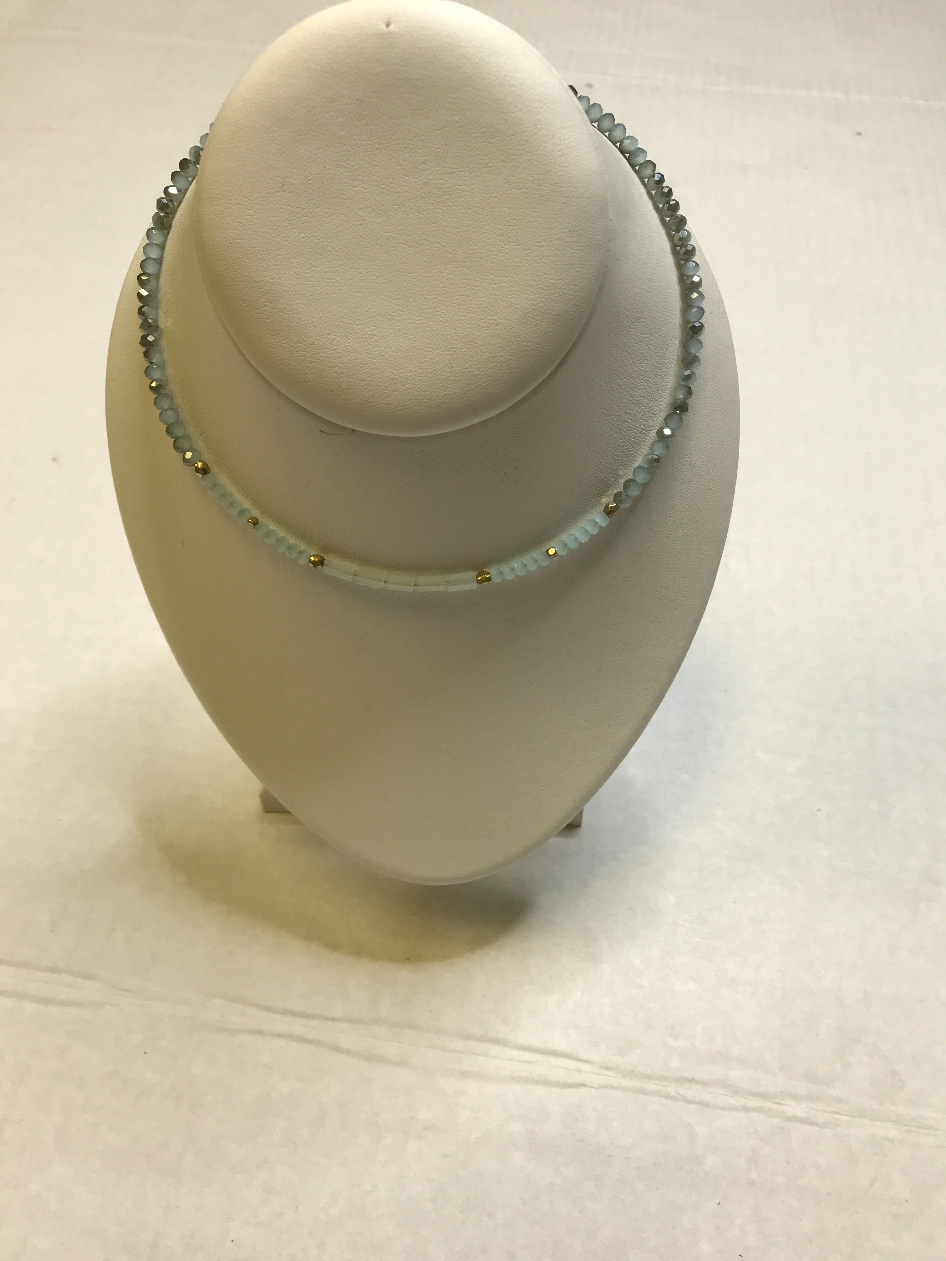 Aqua Glass Bead M Choker 14"