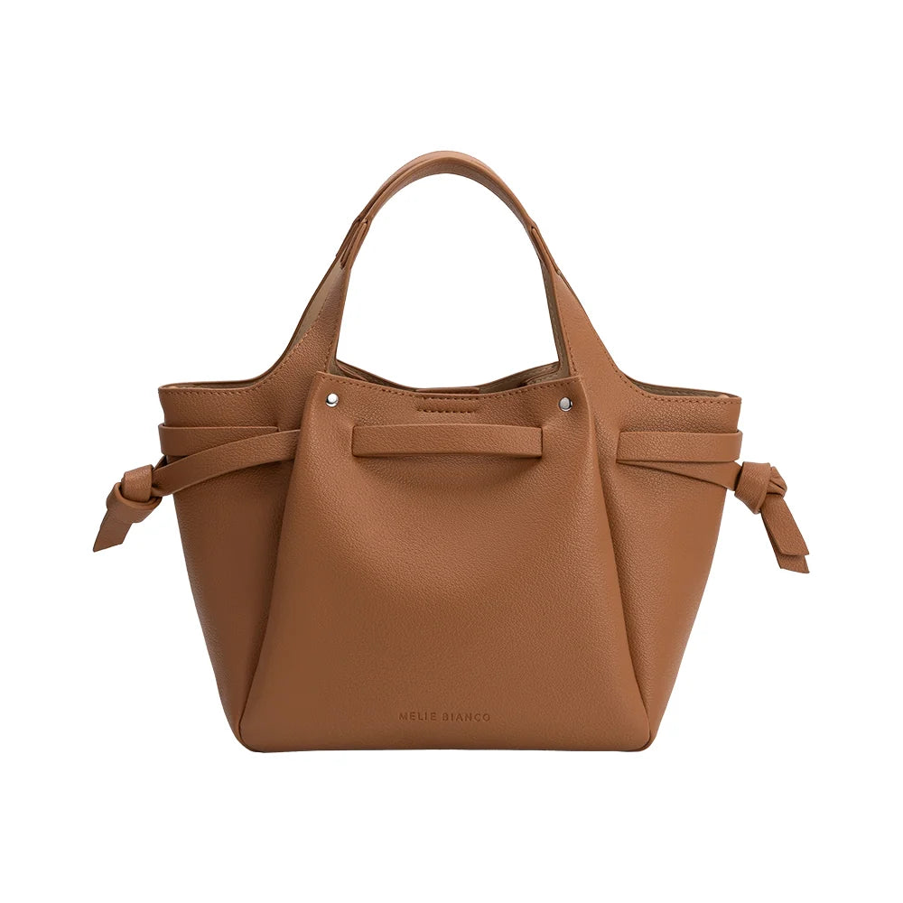 Avril Vegan Leather Top Handle Bag-Caramel