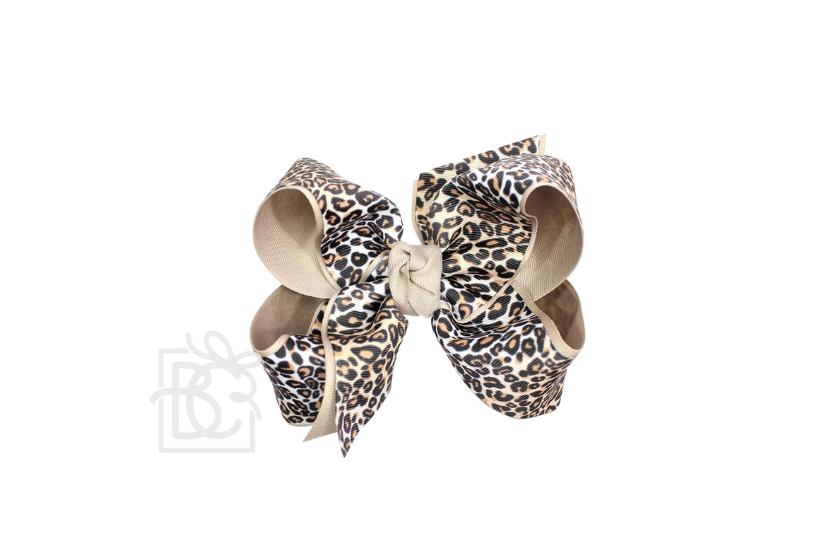 {Beyond Creations} Layered Leopard Bow On Clip-Oatmeal