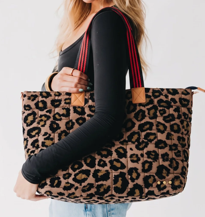 Day Dreamer Quilted Tote Bag- Leopard