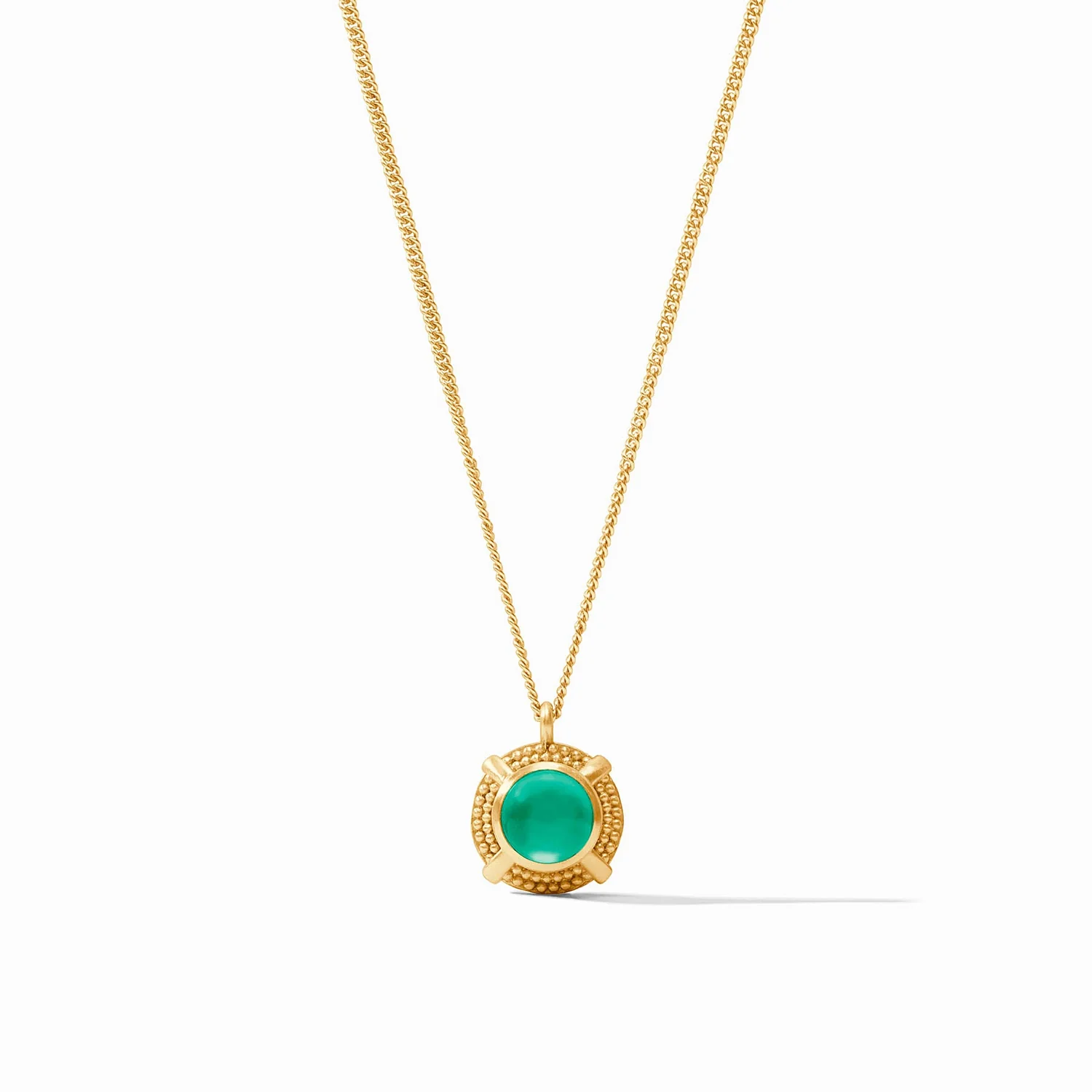 [Julie Vos] Cabochon Solitaire Necklace-Gold-Emerald Green