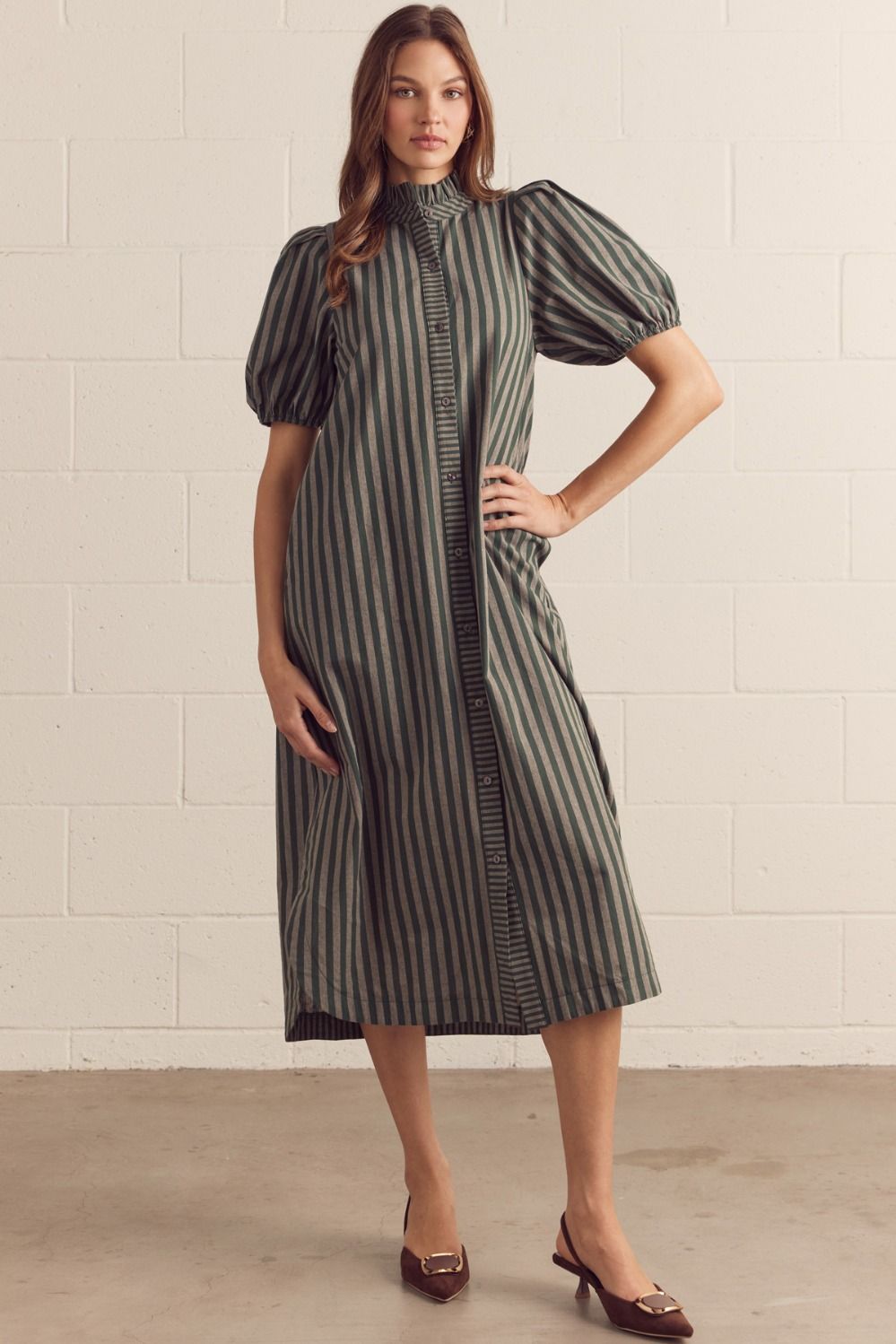 Hunter Stripe Dress - Hunter Green