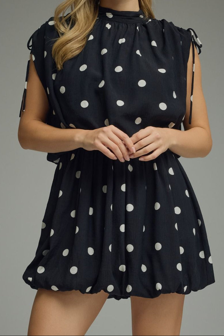 Polka Dot Fashion Dress - Black