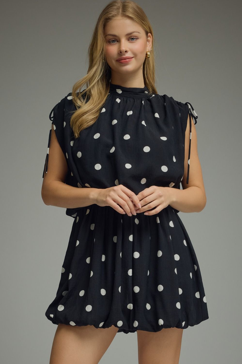 Polka Dot Fashion Dress - Black