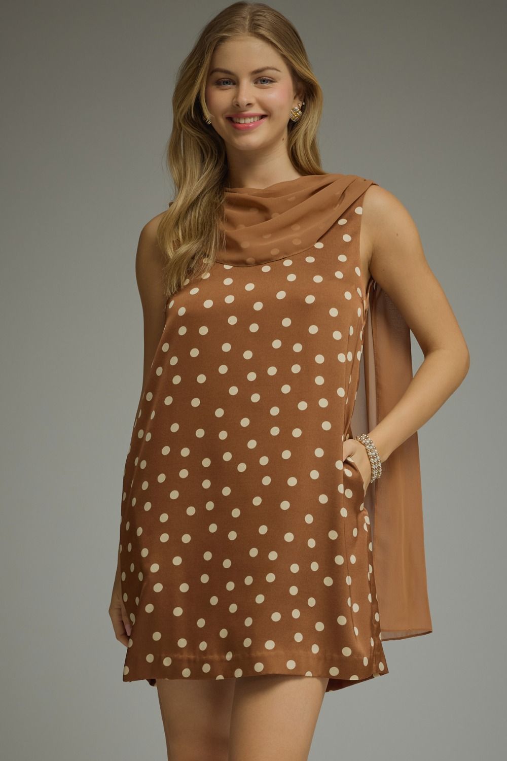 Polka Dot Glam Dress - Brown