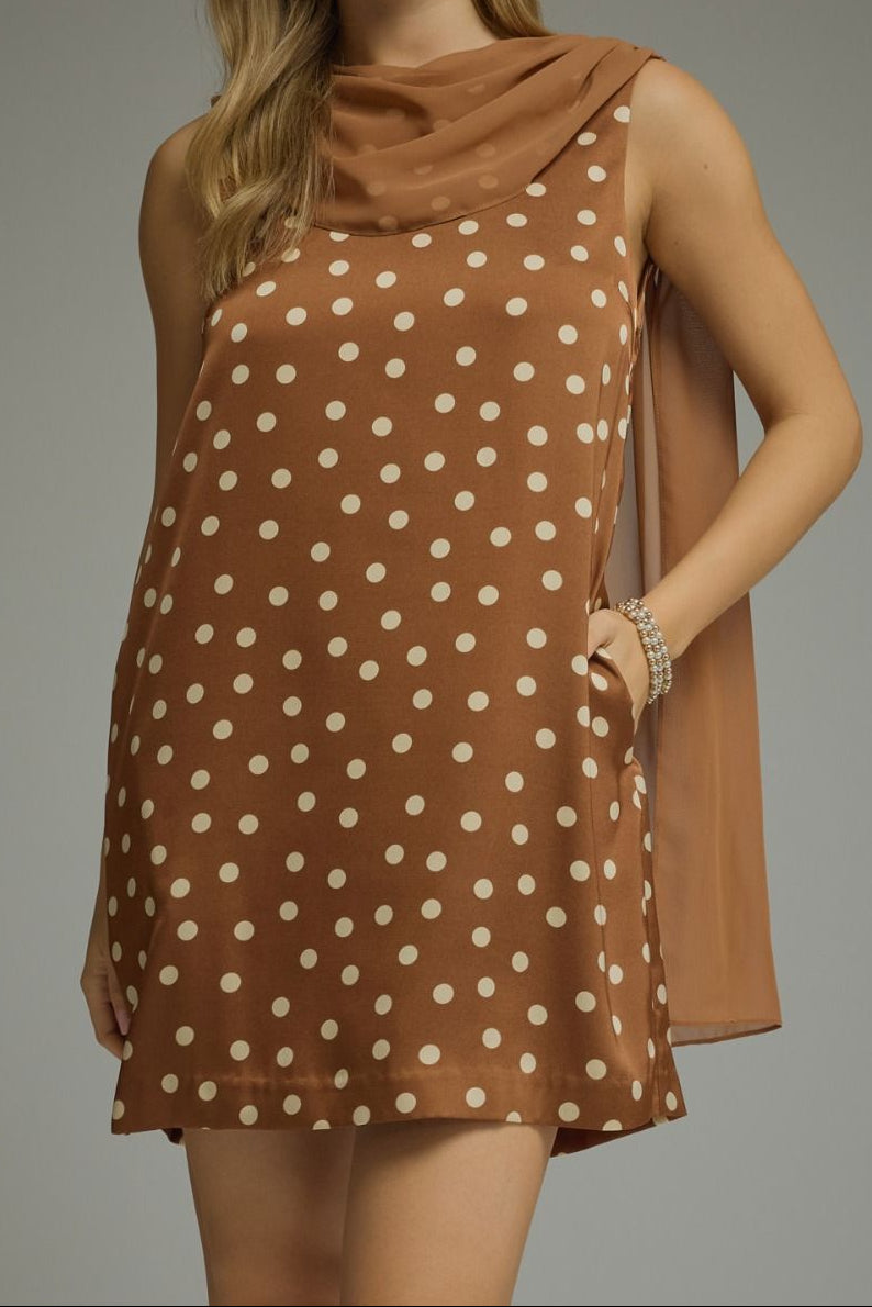 Polka Dot Glam Dress - Brown