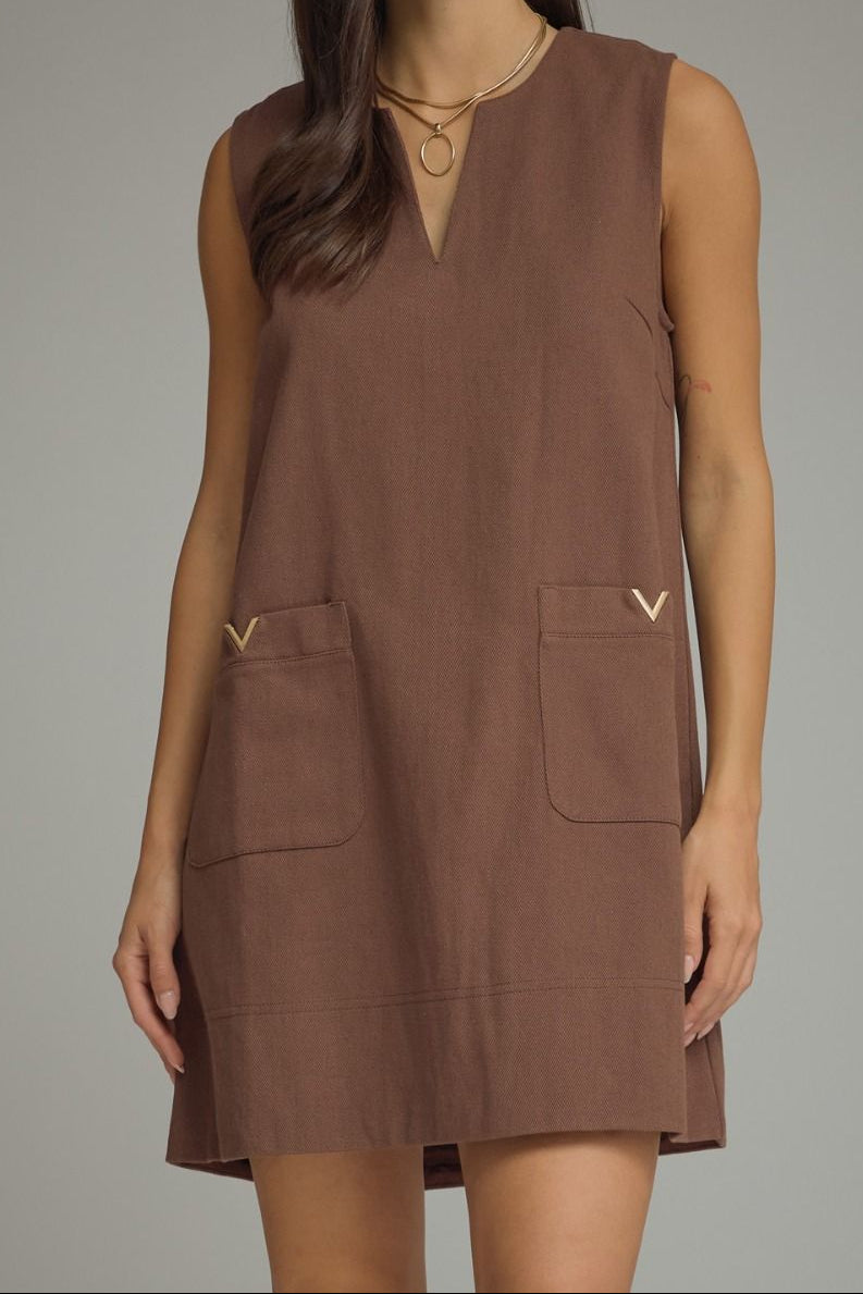 Hunt Club Denim Dress - Brown