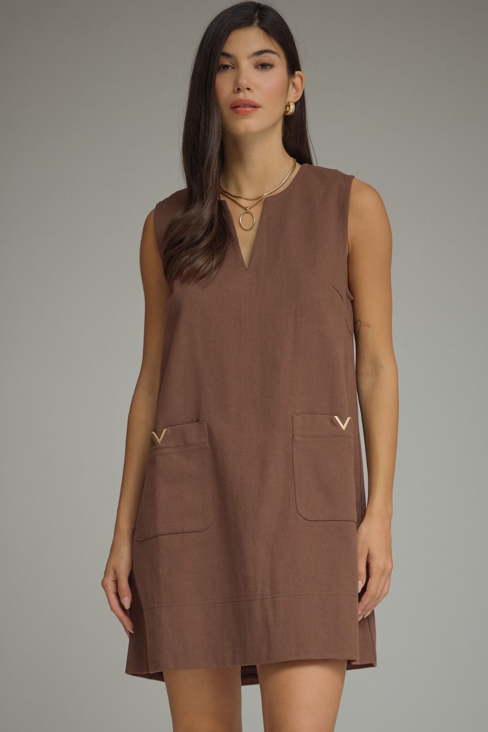 Hunt Club Denim Dress - Brown