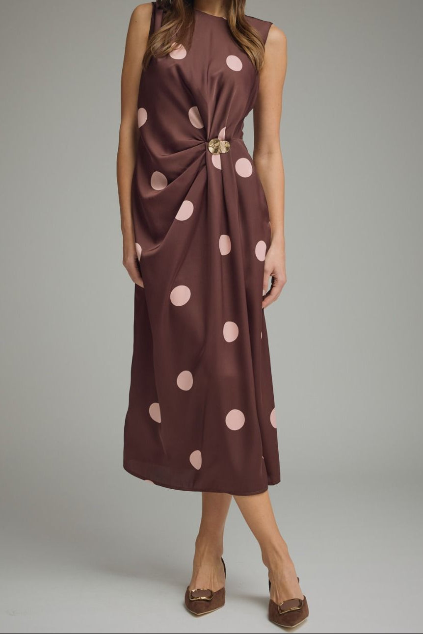 Ultra Glam Polka Dot Dress - Burgundy