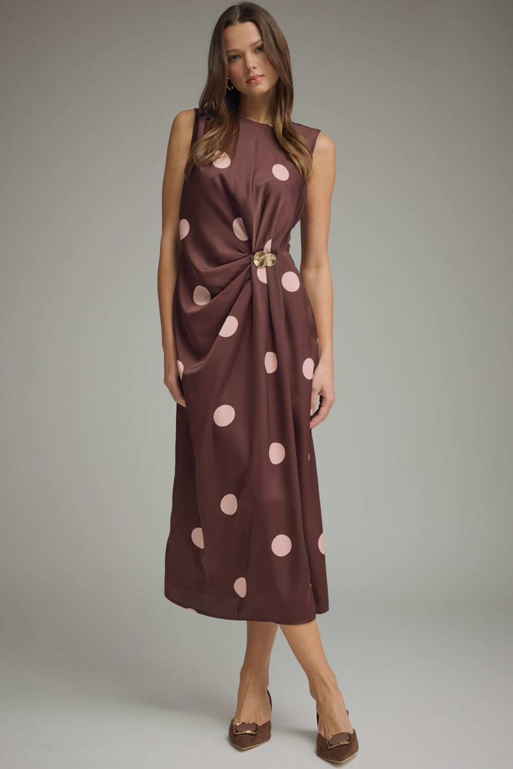 Ultra Glam Polka Dot Dress - Burgundy