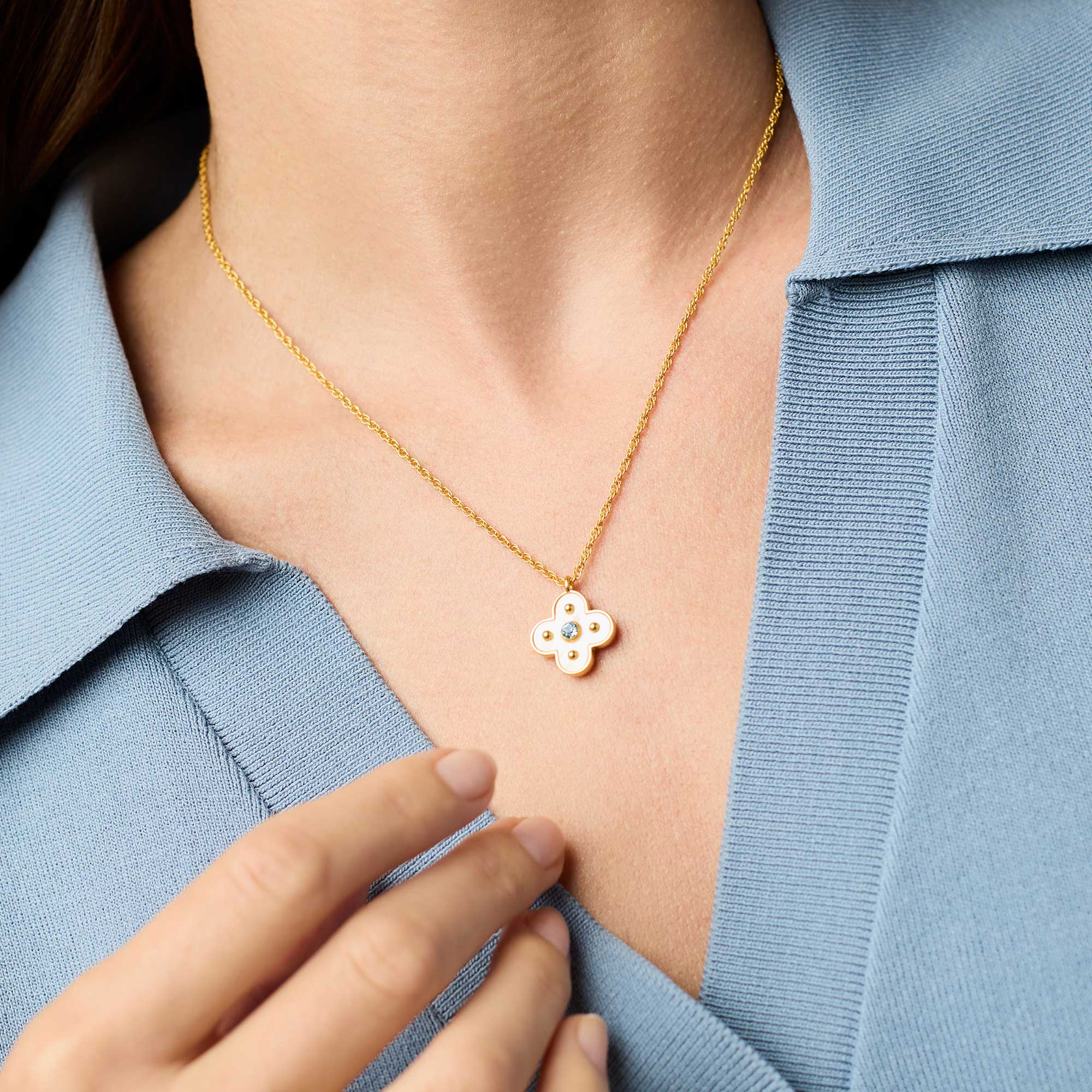 [Julie Vos] Colette Delicate Necklace- Chalcedony Blue