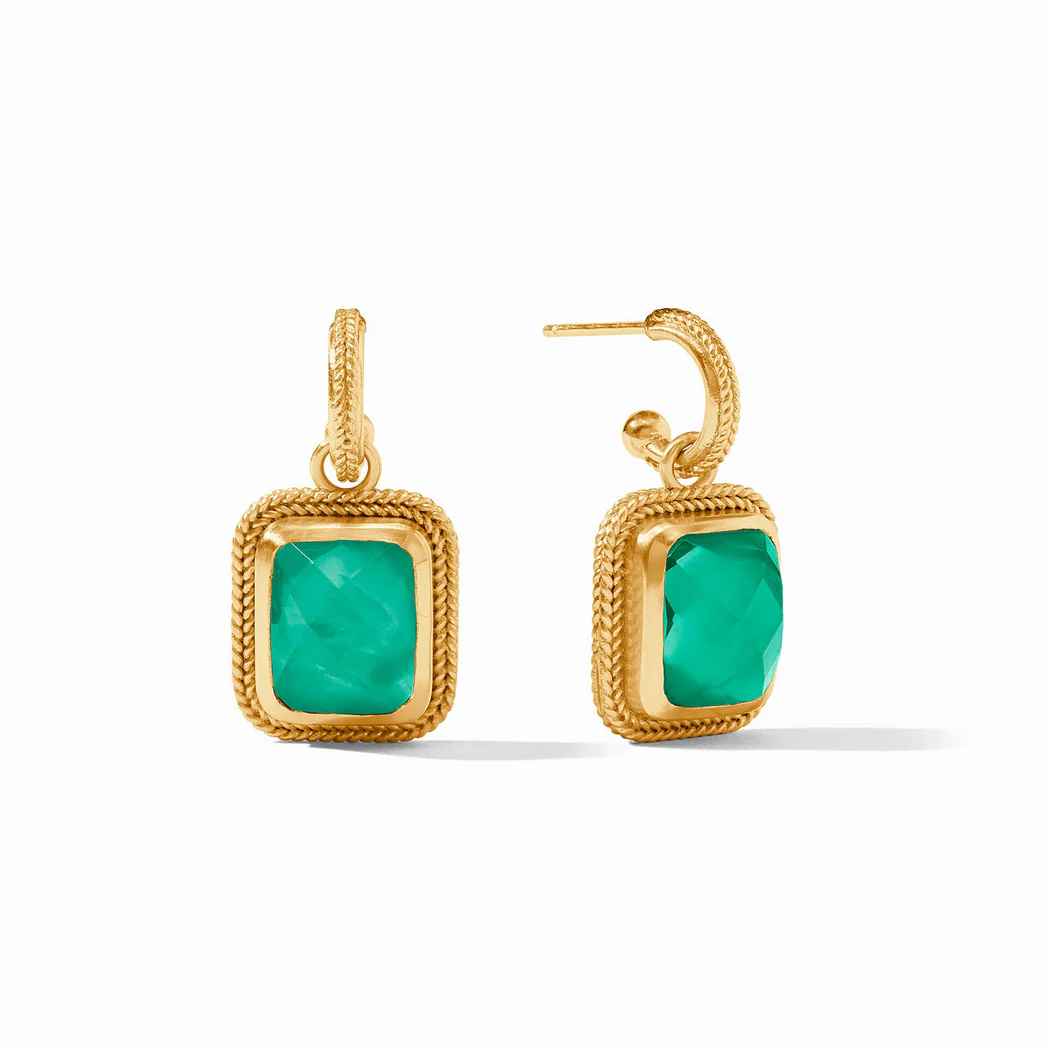 [Julie Vos] Cheval Hoop And Charm Earring-Emerald Green