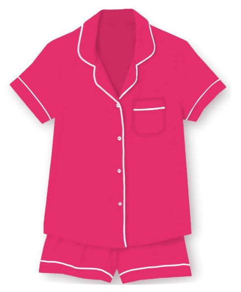 Pink Ladies Silky Satin Pajama Short Set