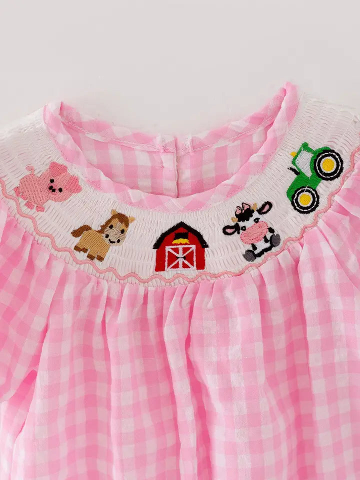 Farm Pink Girls Romper