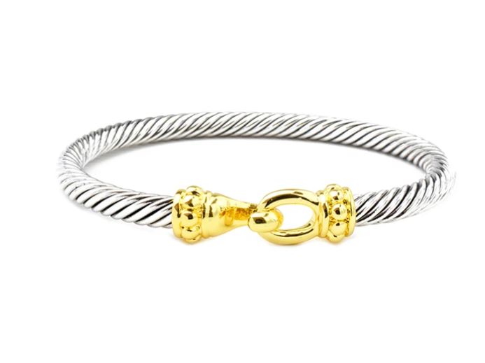 Two Tone Twisted Cable Bracelet w/ Hook