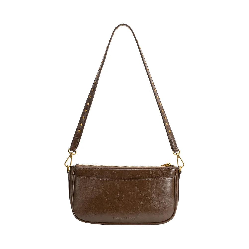 Aria Vegan Leather Shoulder Bag-Espresso