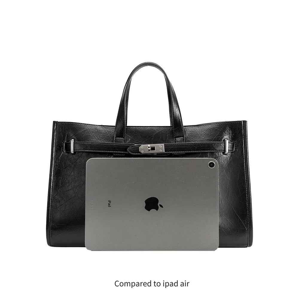 Sutton Vegan Leather Tote Bag-Black