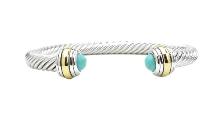 Two Tone Twist Cable w/ Turquoise Stone