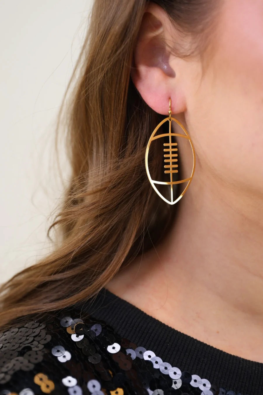 [Jess Lea] Football Drop Earrings-Gold