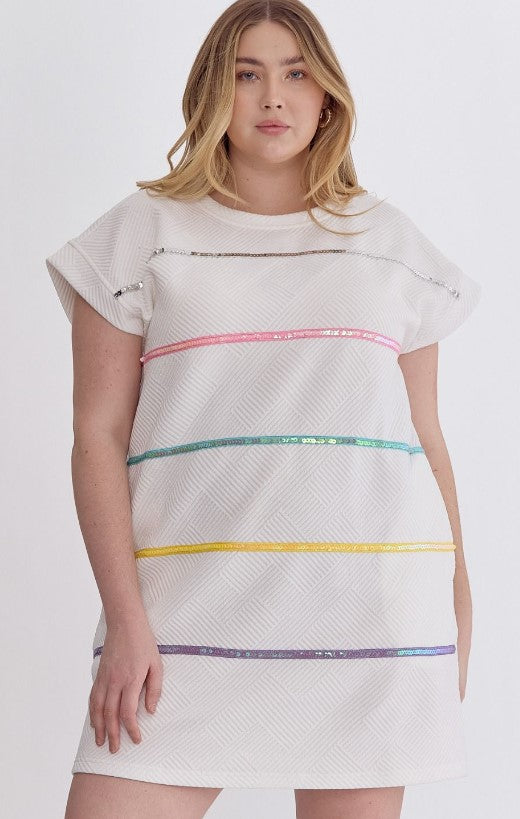 [entro] Spangle Trim Sleeveless Mini Dress [Plus]